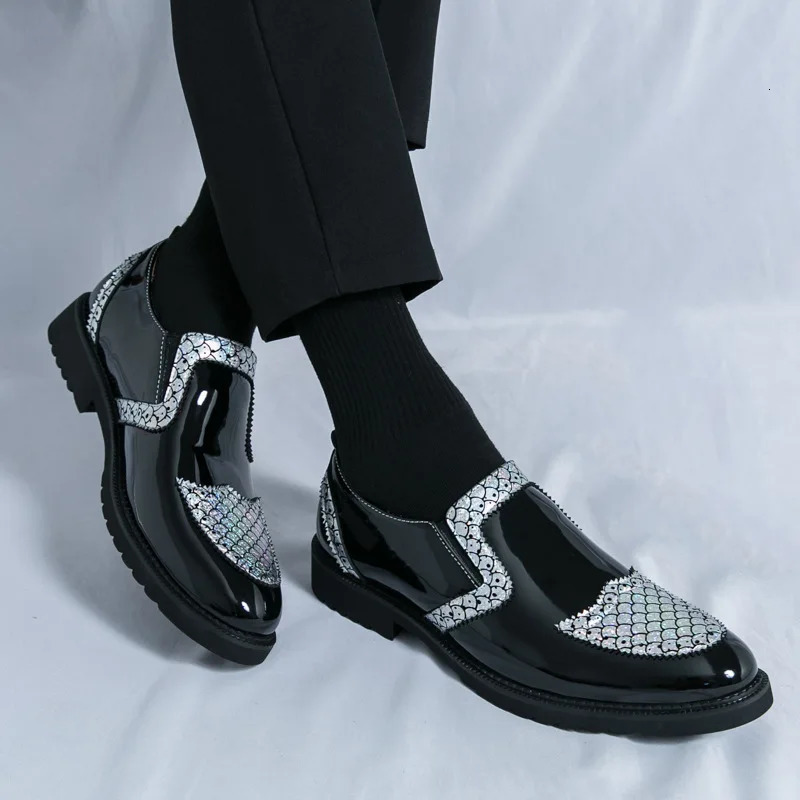 Black Formal Loafers Brogue Shoes Men Golden Dress Shoes for Men 2025 Fashion Party Shoes Men Chaussure Homme Zapatos De Hombre 250723