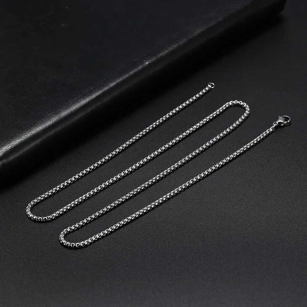 60cm Long Box Chain Necklace Stainless Steel Statement 2-4mm Thick Chains Jewelry Gift for Men Women Wholesale XJ250708