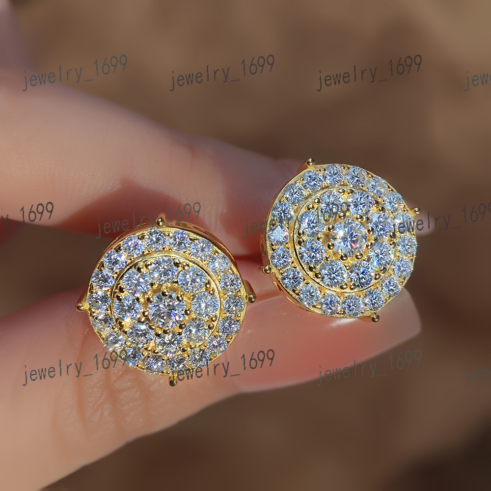 925 Sterling Silver Double Layer Stud Earrings with Moissanite Luxurious Fine Jewelry