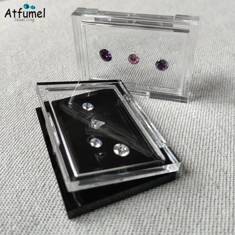 Sale Adhesive Loose Diamond Box Transparent Gemstone Storage Case Stone Packaging Show Case Sticky Gems Organizer Holder Tray 250723