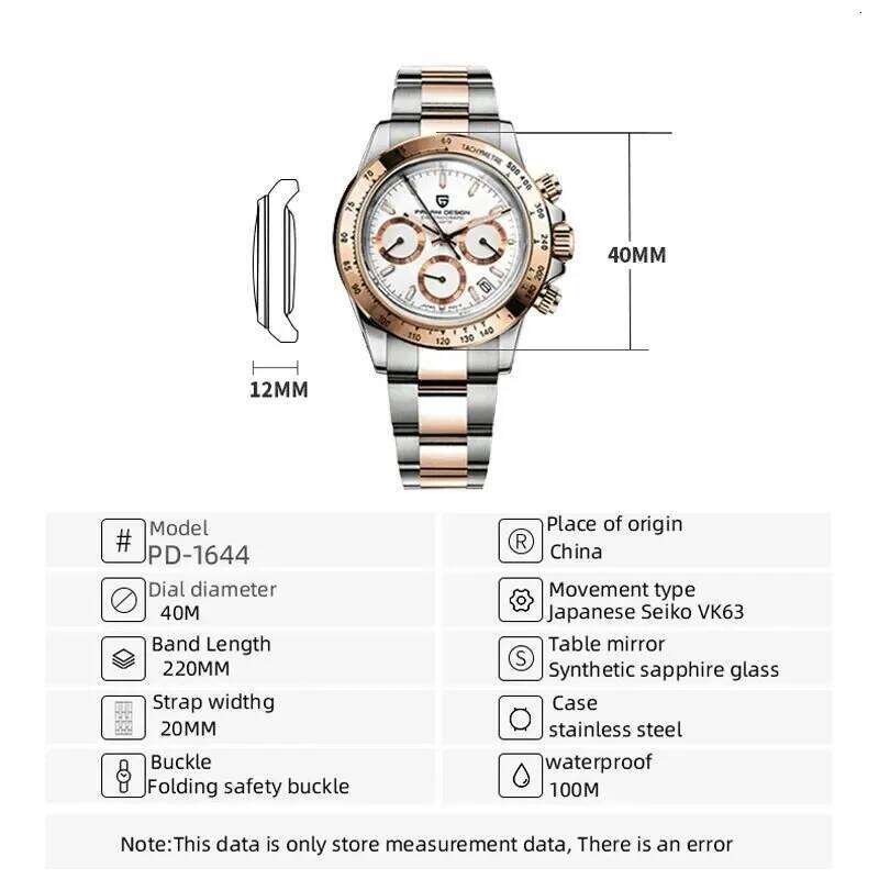 Gold 1644 DESIGN 2025 New Men's Watches Top Brand Mens Quartz Wrist Watch Men Chronograph Waterproof