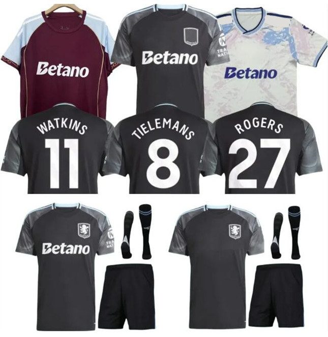 Mens top 25 26 Aston goalkeeper BAILEY MALEN soccer jersey home away third 2025 2026 villa McGINN ONANA WATKINS KONSA MARTINEZ Men kids kit football shirt set