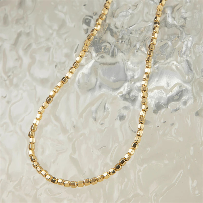 14K Gold Filled Bead Necklace Dainty Bead Choker Handmade Pendants Tarnish Resistant Necklace Bohemian Women Jewelry 250723