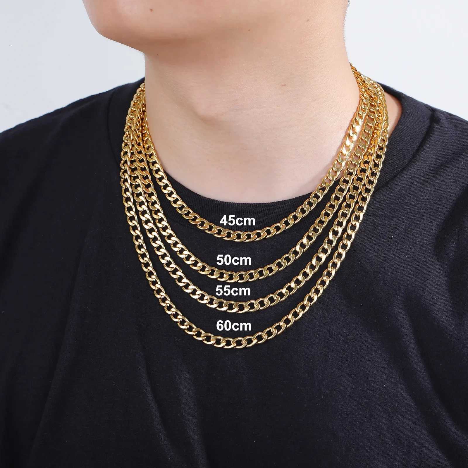 Lemegeton Basic Punk Cuban Chain Necklace Mens Necklaces Jewelry Temperament Retro Party Wear Stainless Steel Accessories XJ250708