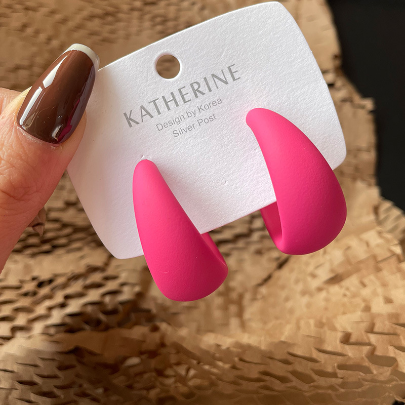 Sier Needle Niche Design for Women Wide C Colorful Hoop Stud Earrings Non-Pierced Ear Clips