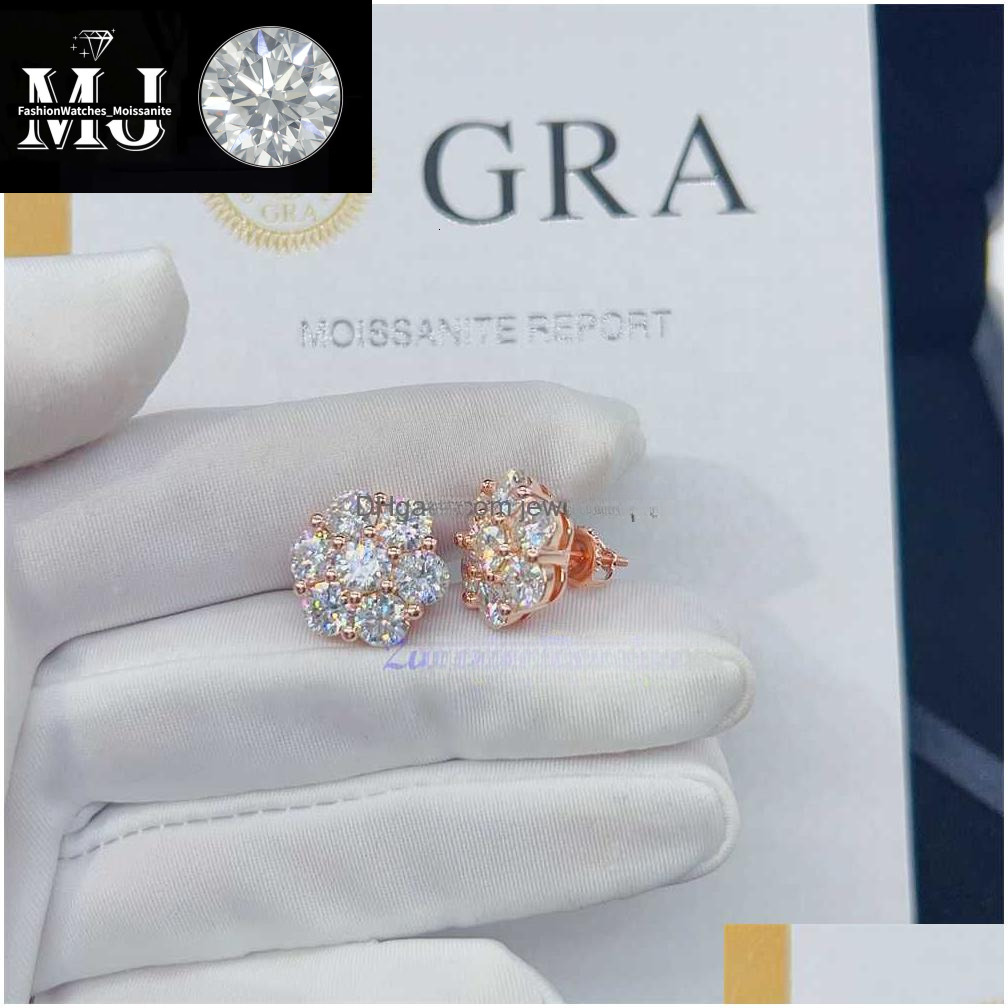 Charm Zuanfa Top Selg Pass Dia Tester Fine Jewelry Sier 8Mm 12Mm 15Mm wer Earrings Vvs Moissanite Stud Drop Delivery Dhy6N