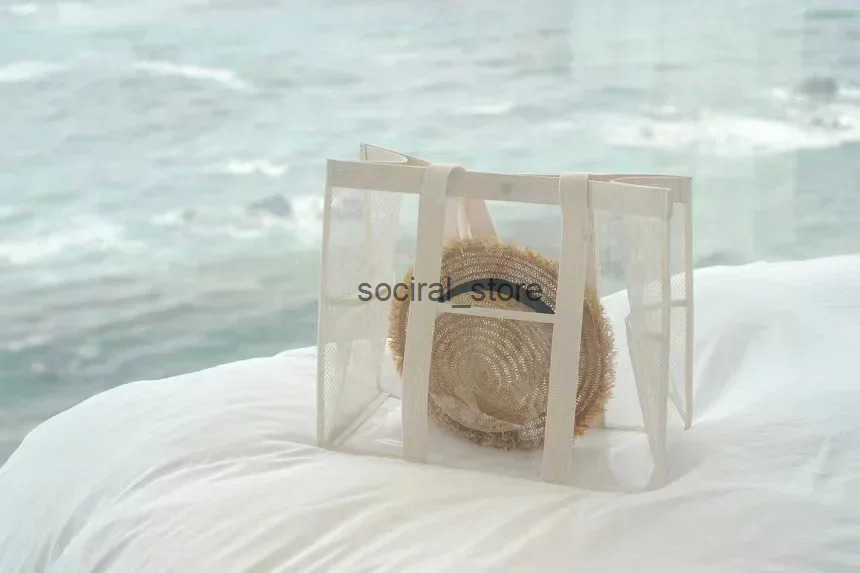 Summer Transparent PVC Beach Bag Waterproof Handbags Capacity Large Shoulder Hanging ket for Baby Stuff Q250728