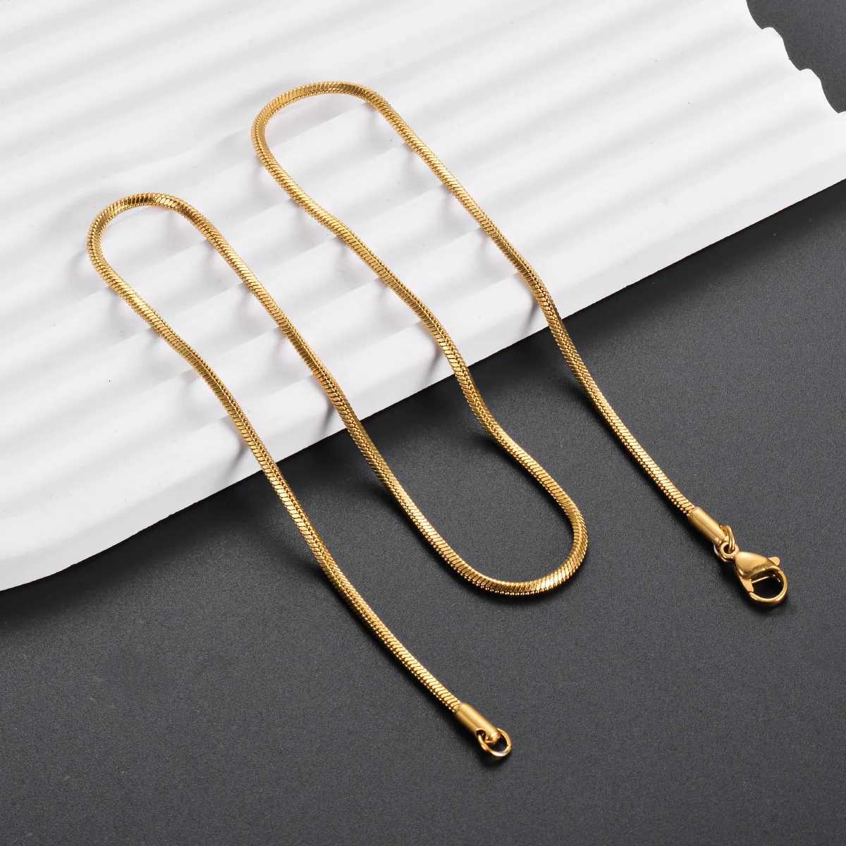 0.9/1.2/1.5/2mm Width Stainless Steel Square Snake Chain Necklace Choker DIY Gift For Men Womens Fashion Waterproof Jewelry XJ250708