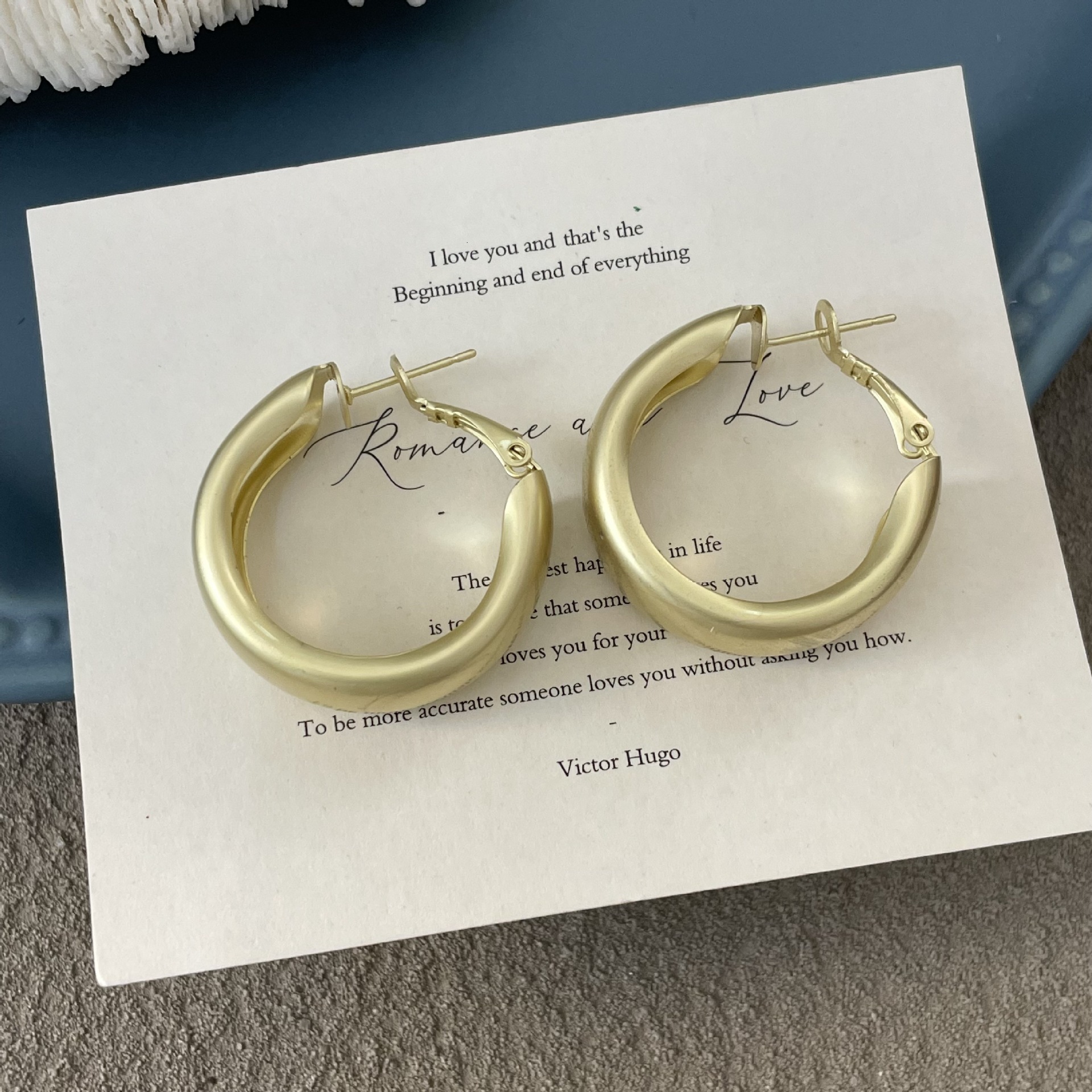Metallic Sier Geometric Hoop Korean Niche Design Versatile Gold Earrings Fashion Internet Celebrity Same Style Ear Clips