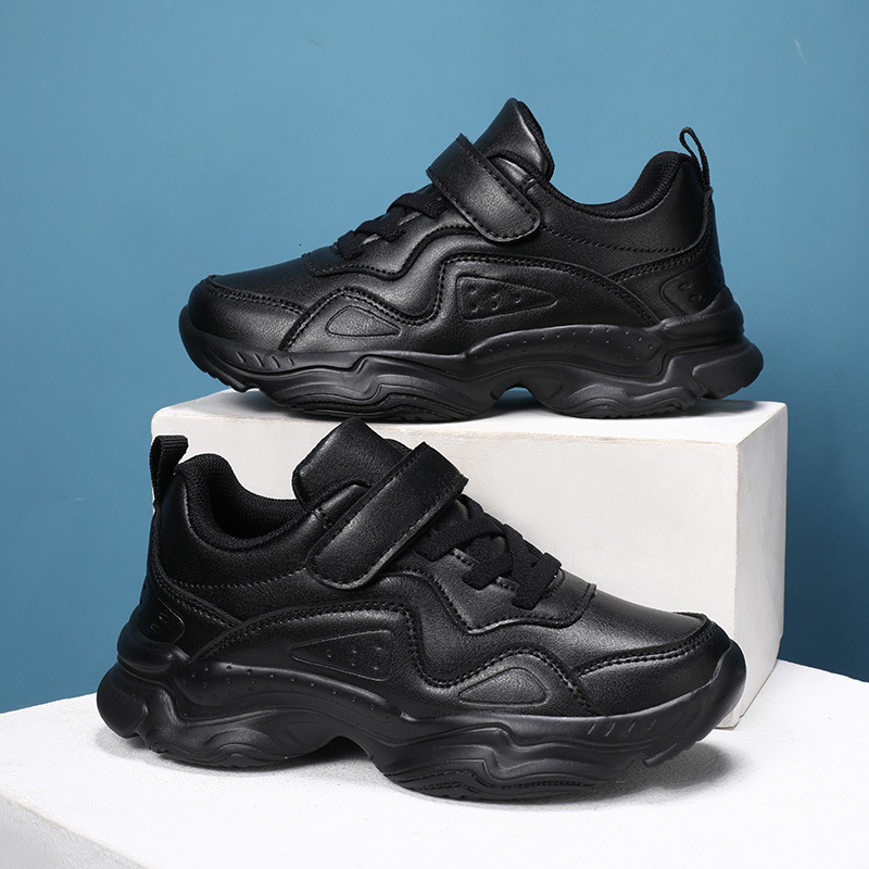 School White Children's Leather Sneakers Sports Games Dance Pure Black Boys' Shoes