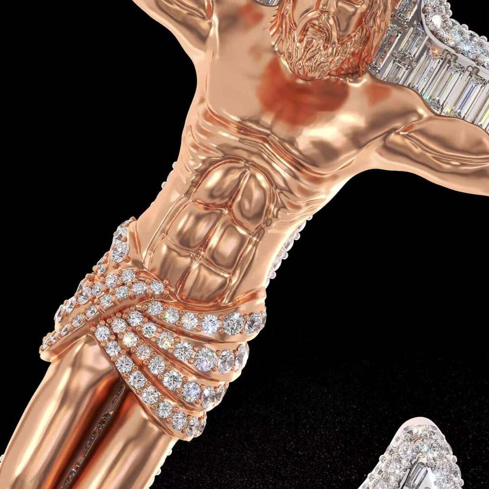 Custom Hip Hop Chain Sier Vvs Moissanite Lab Dia Iced Out Jewelry Cross Pendant