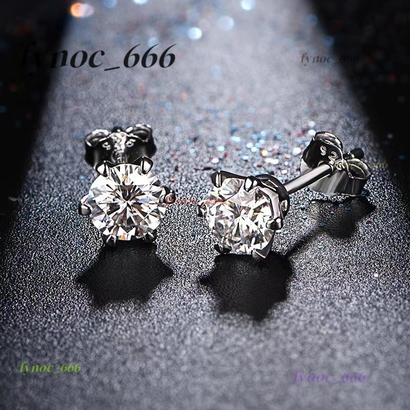 Hot Sale Classic Fast Shipping 925 Sterling Silver 6.5mm1ct Moissanite Six-claw Earrings High Quality Womens Jewelry