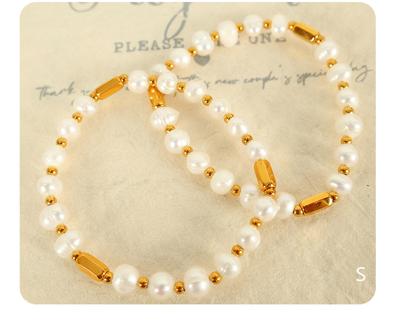 Chic Women's Simple Irregular Design Round Beads Bracelet - Combining Classic Pearls in Golds