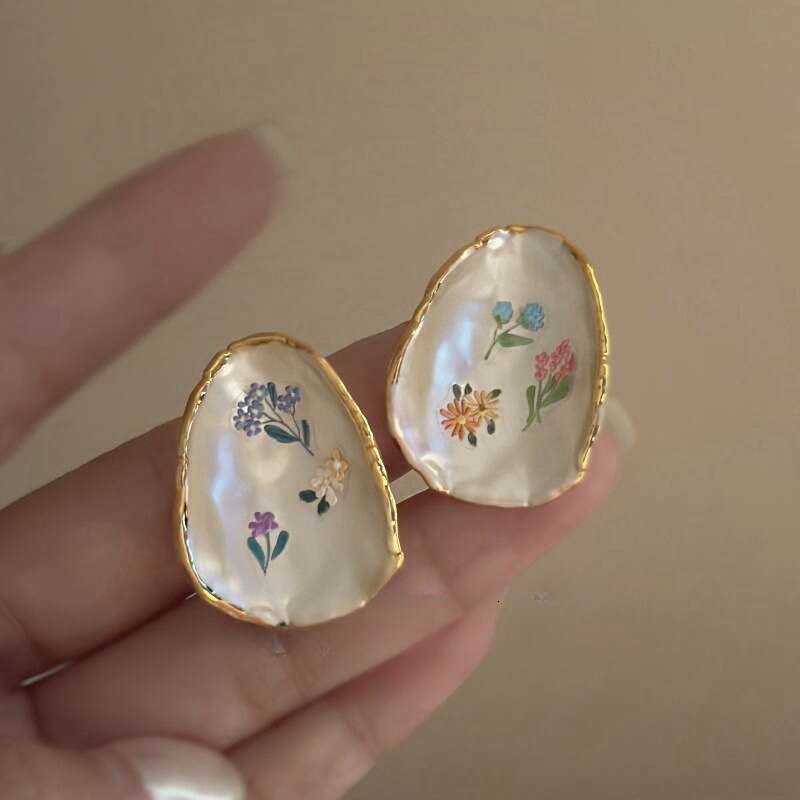 Aphro Garden Super Fairy French Glaze Flower Exaggerated High-end Niche Stud Earrings Vacation Style