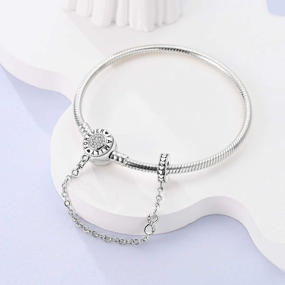 925 Silver Snake Chain Bracelet Heart Clasp Shell Fit Charms Bracelet DIY For Women Fine Jewelry W250728