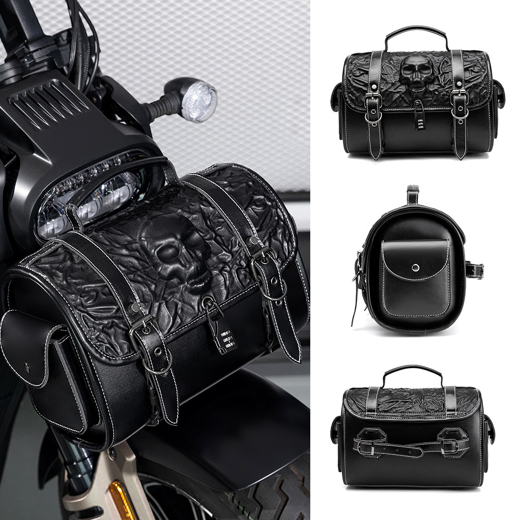 Niche Design PU Waterproof Anti-theft Punk Style Motorcycle Saddlebag Harley Prince Cruise Modification Gear ddmymoon