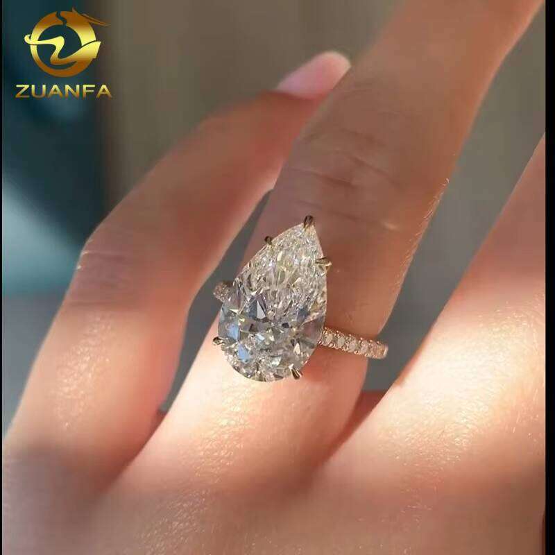 IGI Certified HPHT CVD Lab Grown Fancy Cut Dia 14K Real Gold Jewelry Engagement Wedding Ring for Women Man