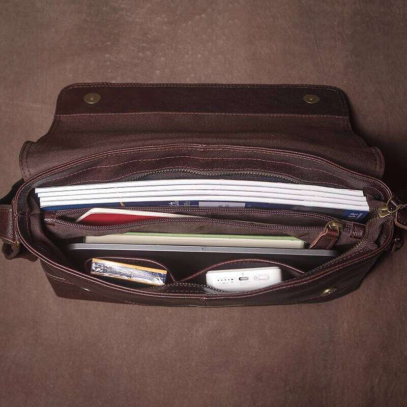 Design Genuine Leather Shoulder Men's Business Briefcase Natural Cowhide Retro Crossbody Daily Commuter Messenger Bag