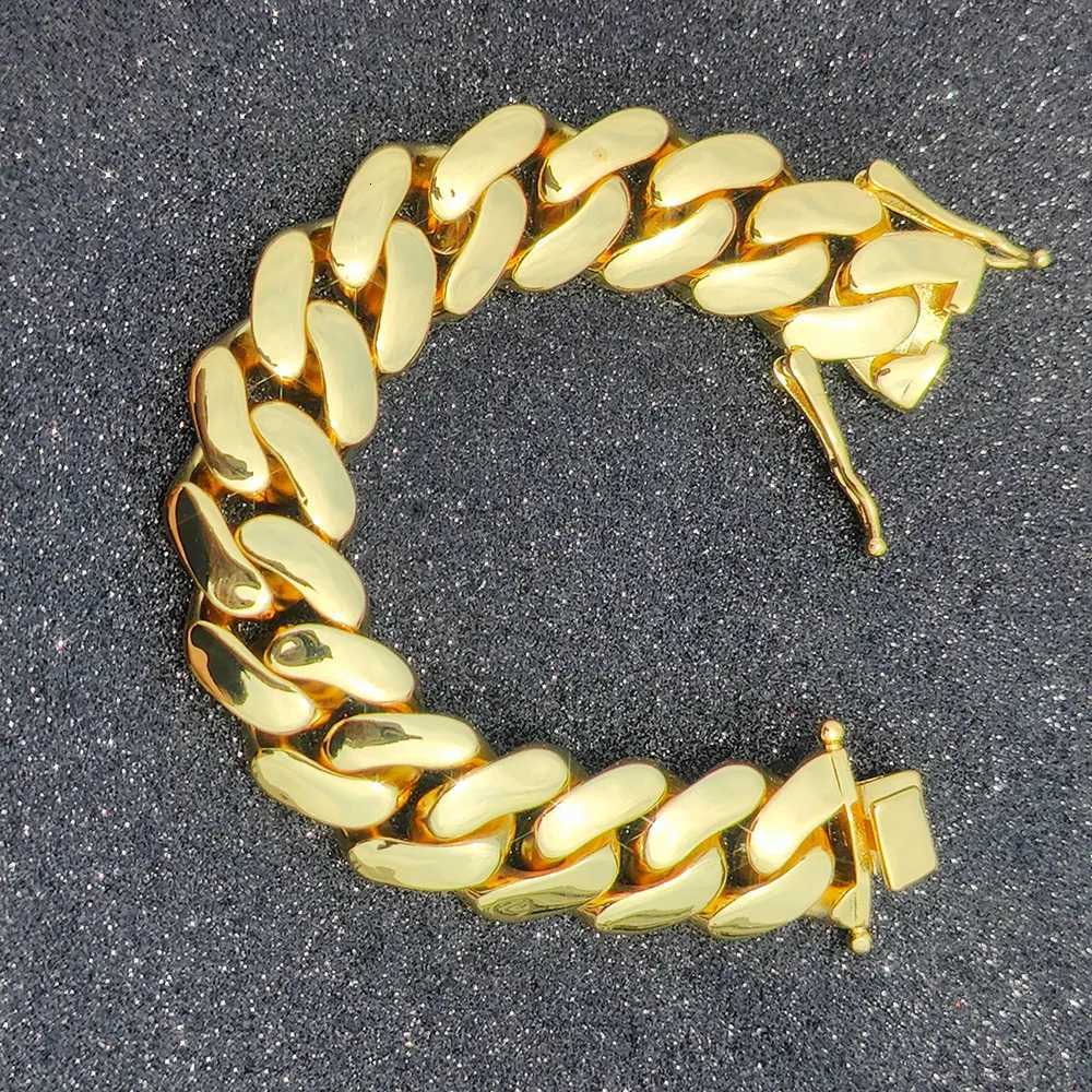 22mm Cuban Link Bracelet for Men Hip Hop Heavy Brass Miami Cuban Link Chain Chunky Bracelet Jewelry for Boys Gift Drop Shipping W250728