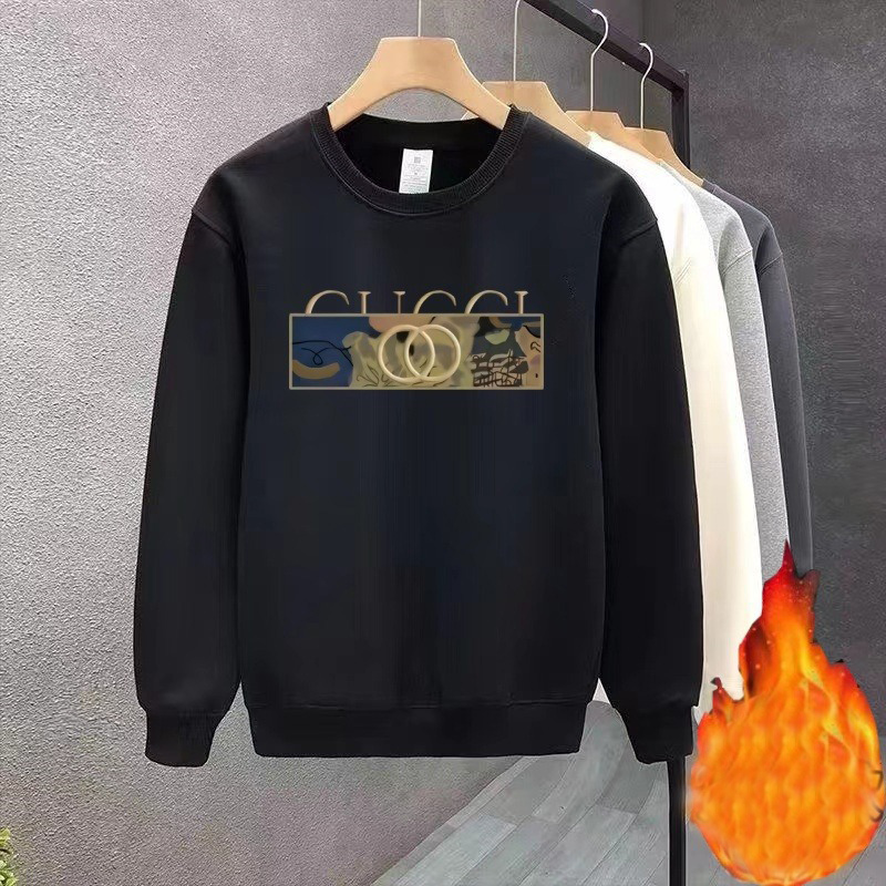 Men's High-End Cotton Fleece-Lined Sweatshirt Korean Style Fashionable Casual Versatile Outerwear for Autumn and Winter 2025s Round neck Shirts f
