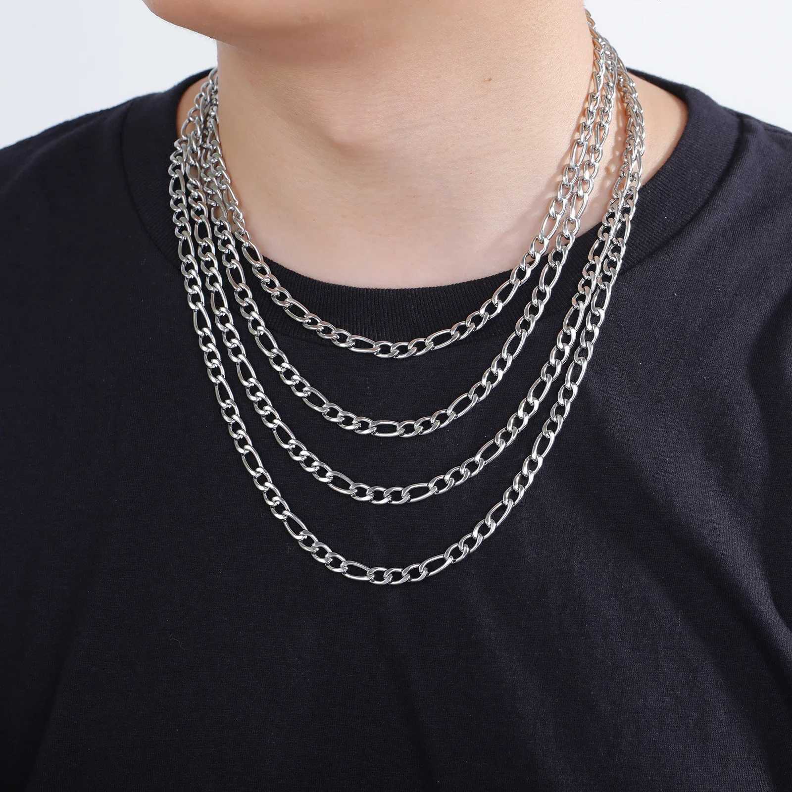 45-60cm Figaro Chain Necklaces for Women Men Stainless Steel Punk Long Necklace Hiphop Jewelry Birthday Couple Gifts New XJ250708