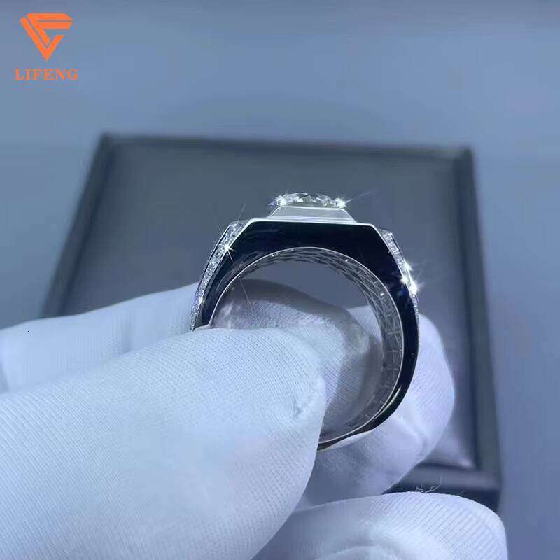 2024 Male Large VVS Moissanite Dia Sterling Sier Trend Fashion Simple Charm Jewelry Custom Ring
