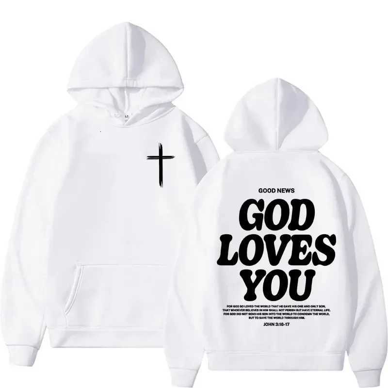 Harajuku Aesthetics Christian Jesus Church Hoodie Bible Verse God Loves You Hoodie Mens Retro Sportswear Street Dress Y2K W250408