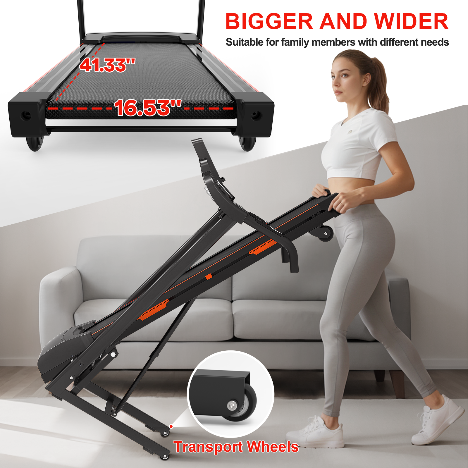 Foldable Household Treadmill for Home Gym - Adjustable Incline Feature