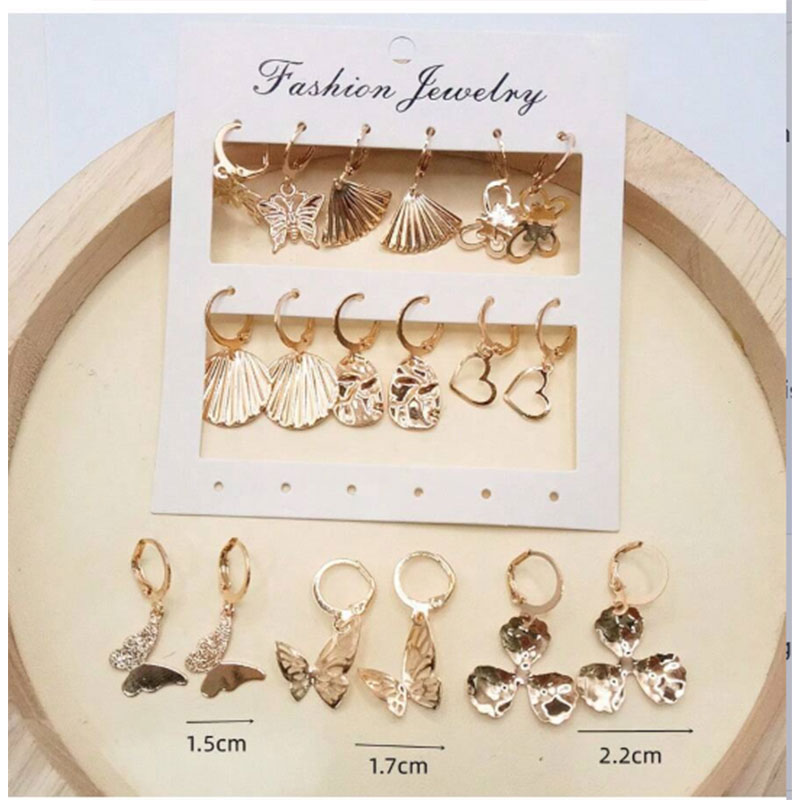 2025 Cute 9-Pair Set Earrings Fashion Accessories