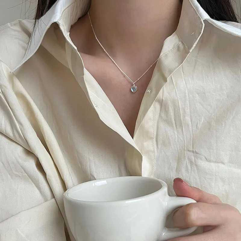 Heart Pendant Necklace for Women Silver Color Gradient Gemstones Bead Chain Fashion Jewelry Gift Z250910