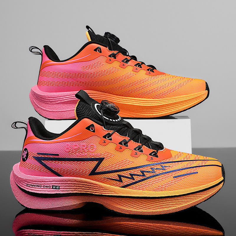 Full Carbon Plate Speed Shock Absorption Running for Men and Women Couples Rotating Buckle Youth Student Sports Shoes