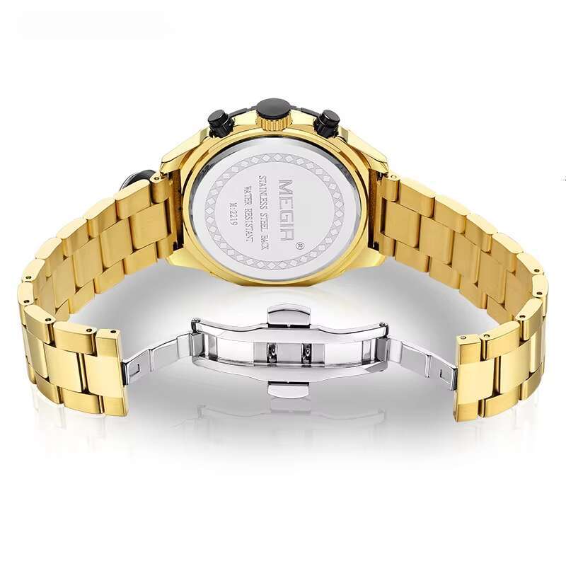 DHwatches MEGIR 2219G Men's Outdoor Sports Watch - 46mm Stainless Steel, Compass, Chronograph, Waterproof 30M, Luminous Dial