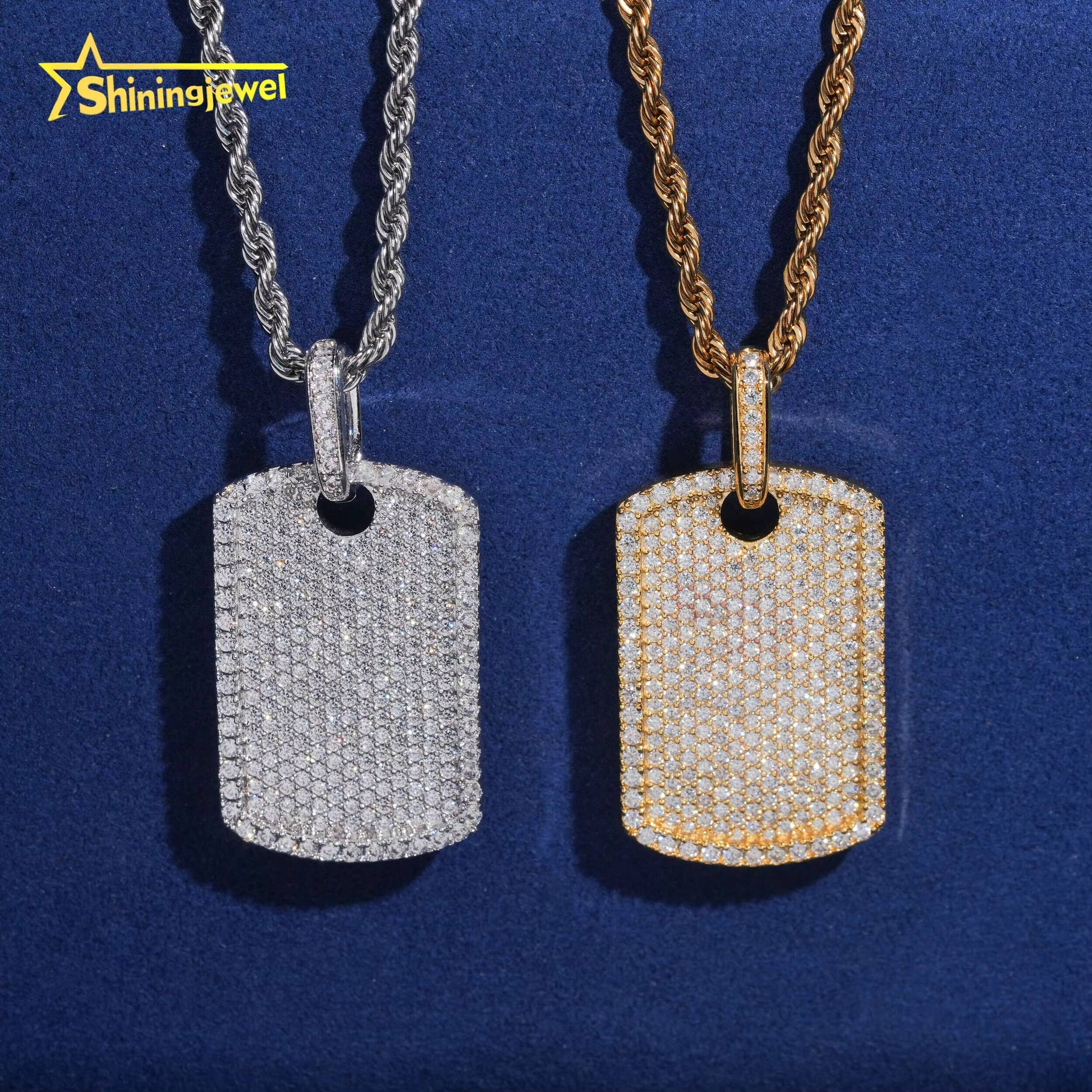 Moissanite necklace USA Warehouse Classic Dog Tag Moissanite Cross Pendant Collection Hip Hop Iced Out Pendant Men Jewelry