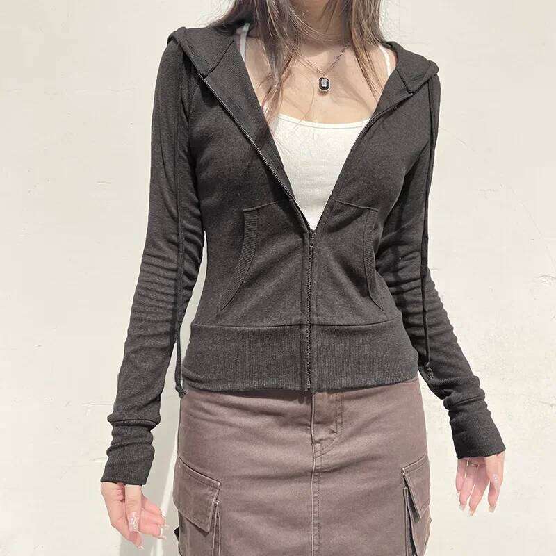 Casual Streetwear Basic Hooded Pockets Sweatshirt Tracksuit Solid Long Sleeve Hoodies Women Autumn Spring Fashion