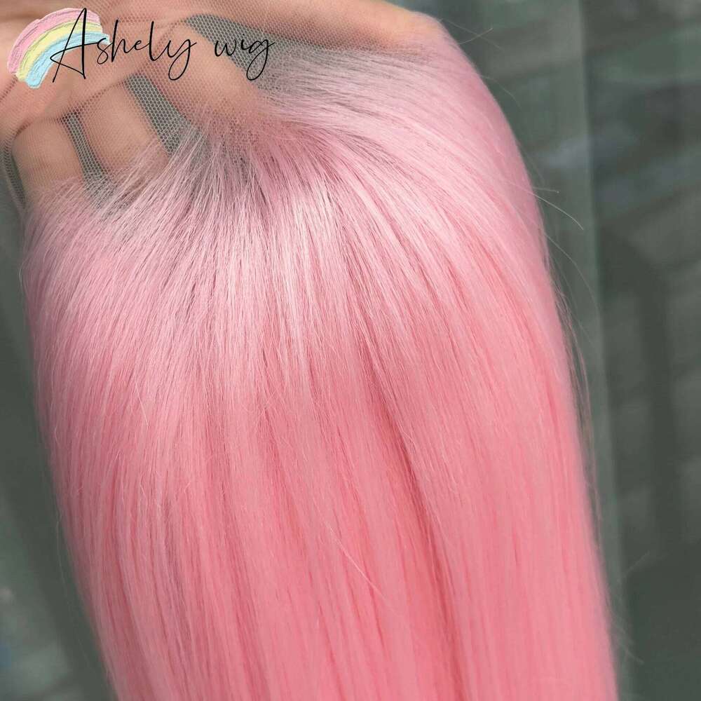 Light Pink For Women Human Hair Lace Front 26Inch Long Straight Synthetic Wigs Soft Natural Heat-Resistant Fiber Cosplay Wig