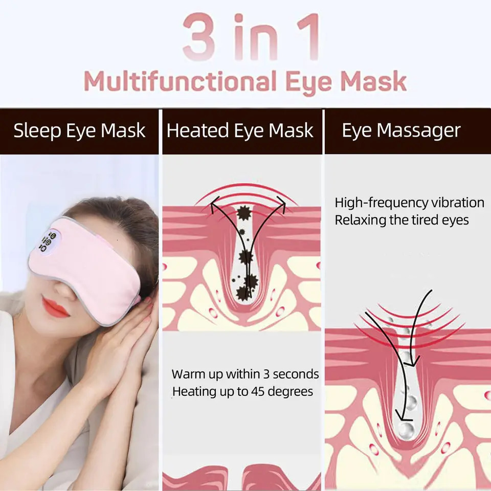 Ice Massage Eye Mask Electric Heating Eye Massager Relieve Eye Fatigue Dark Circles Sleeping Mask Eyeshadow 250726