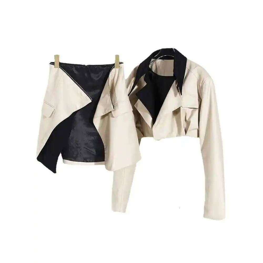 hoodie Khaki Two Ways Wear Irregular Jacket Loose Fit New Lapel Long Sleeve Women Coat Fashion Tide Spring Autumn jacket