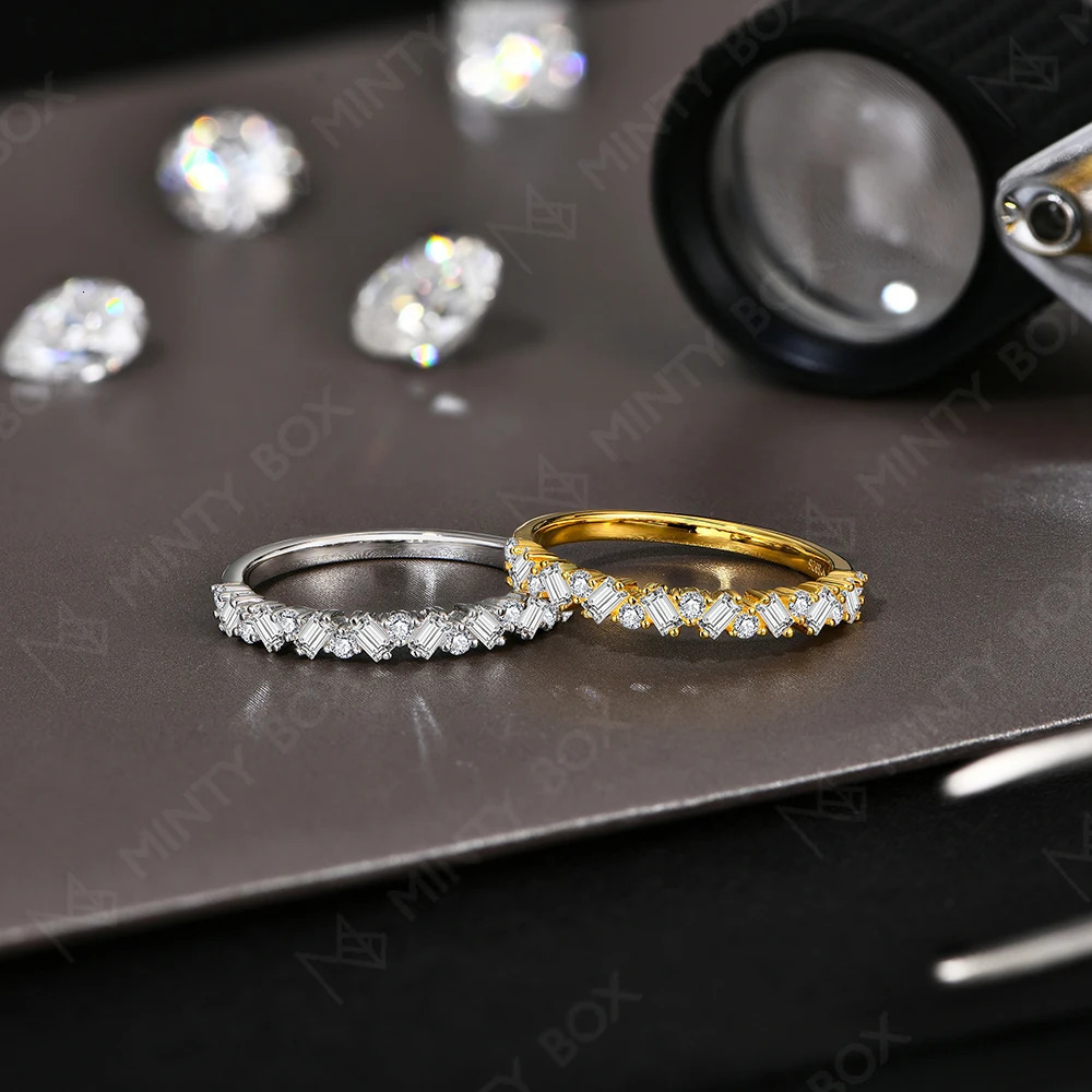 MINTYBOX Diamond Wedding Band Ring for Women S925 Sterling Silver Half Halo Stackable Rings Fine Jewelry Gift 250723