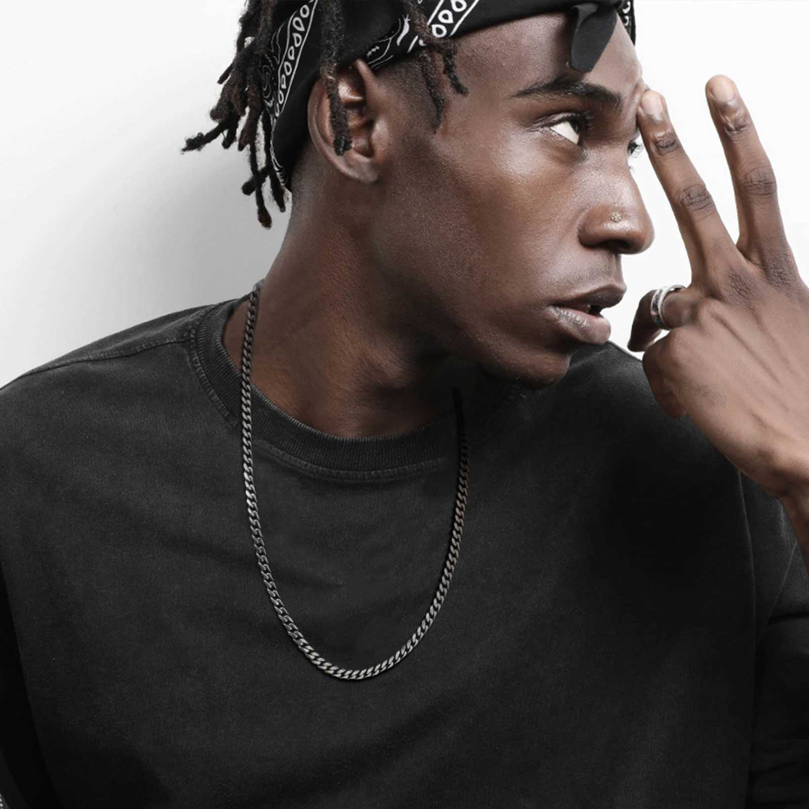 Vintage Chain Necklace for Men Boys 3/5/7mm Retro Gray Stainless Steel Collars Rock Punk Antique Jewelry Gifts XJ250708