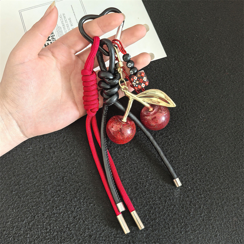 High-end Miu Series Bag Pendant Unique Cherry Accessories Keychain Hanging Decoration Korean Style Ins High-Value Backpack Pendant 250726