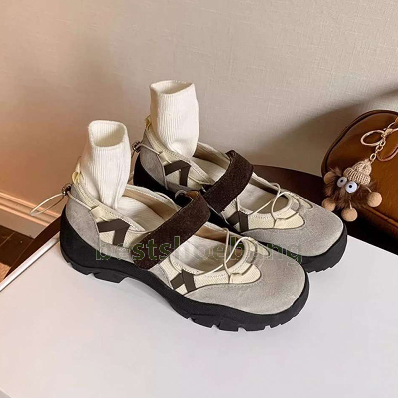 designer running shoes thick sole trainers womens sneakers retro patchwork velcro round-toe durable casual ballet style outdoor shoes