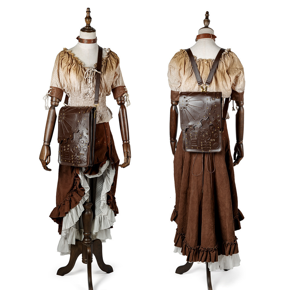 Women Backpack Steampunk Gear Design Pu Leather Style Student School Bag Female ddmymoon