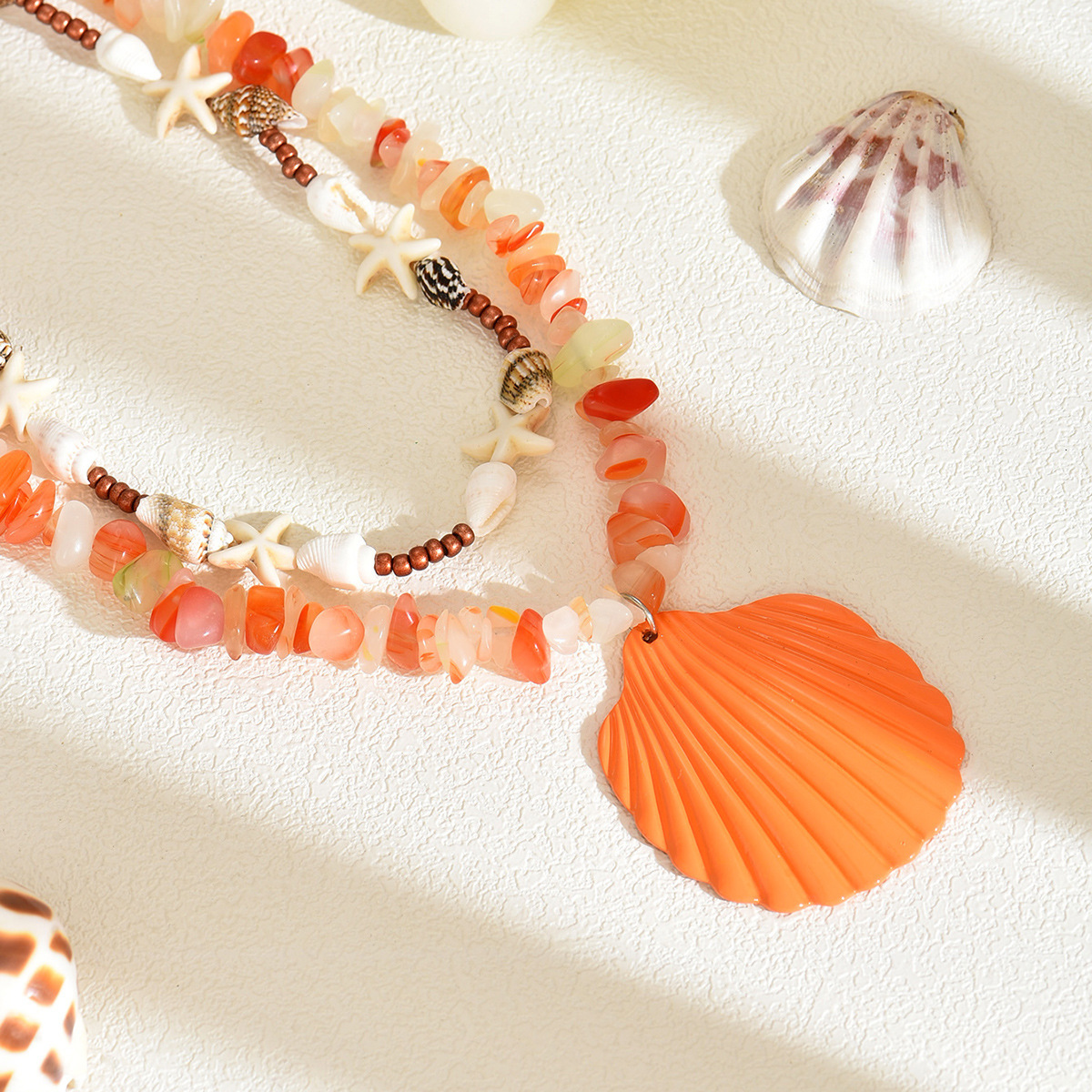 Bohemian Ocean Style Starfish Beaded Necklace Accessories for Women Summer Shell Pendant Choker Jewelry for Women