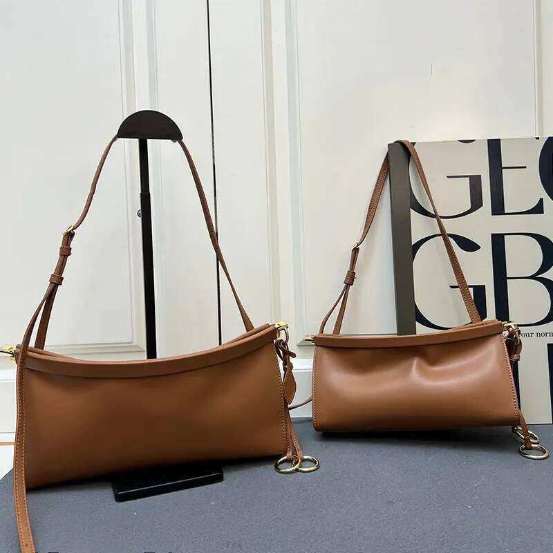 Curved Clip Genuine Leather Design French Fashion Hobo Ladies Purse Shoulder Crossbody Bag Retro Women 2025 New