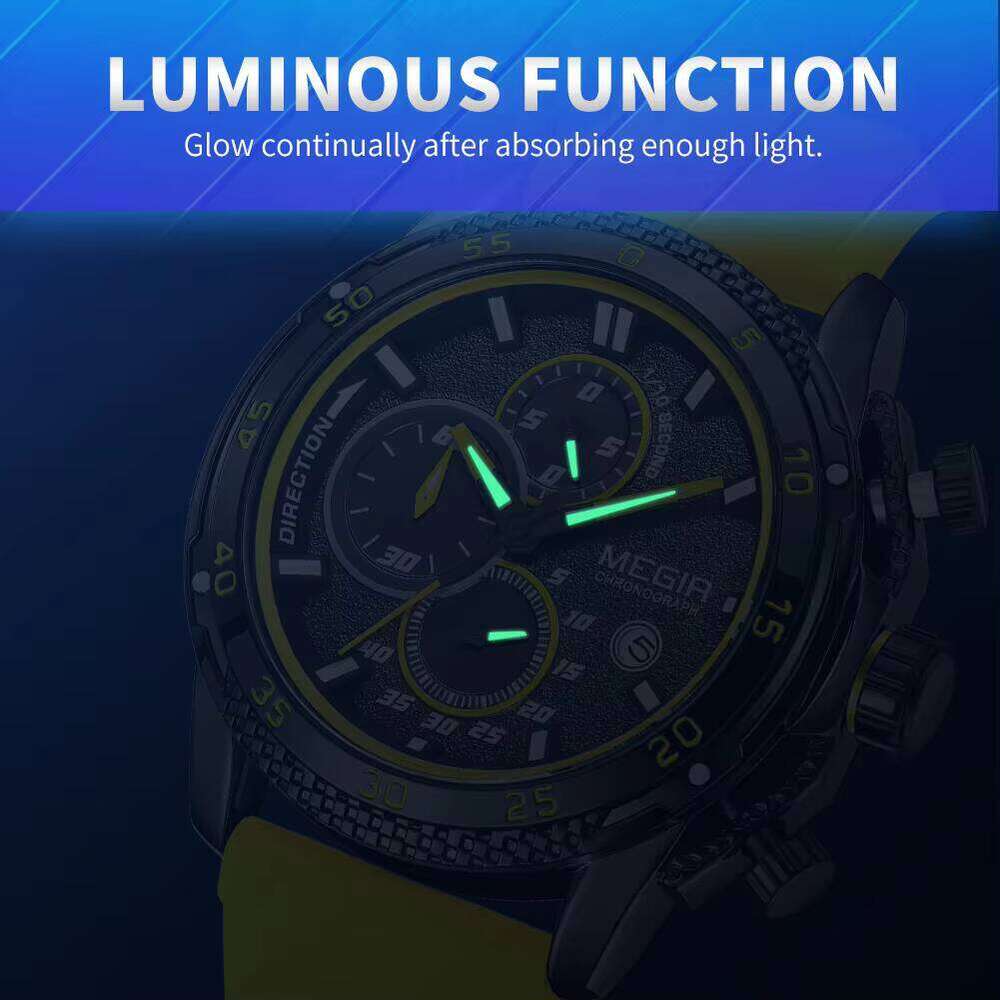 DHgargets MEGIR Men's Sports Watch - Chronograph, Luminous,Waterproof, Silicone Strap, Digital-Analog Wristwatch