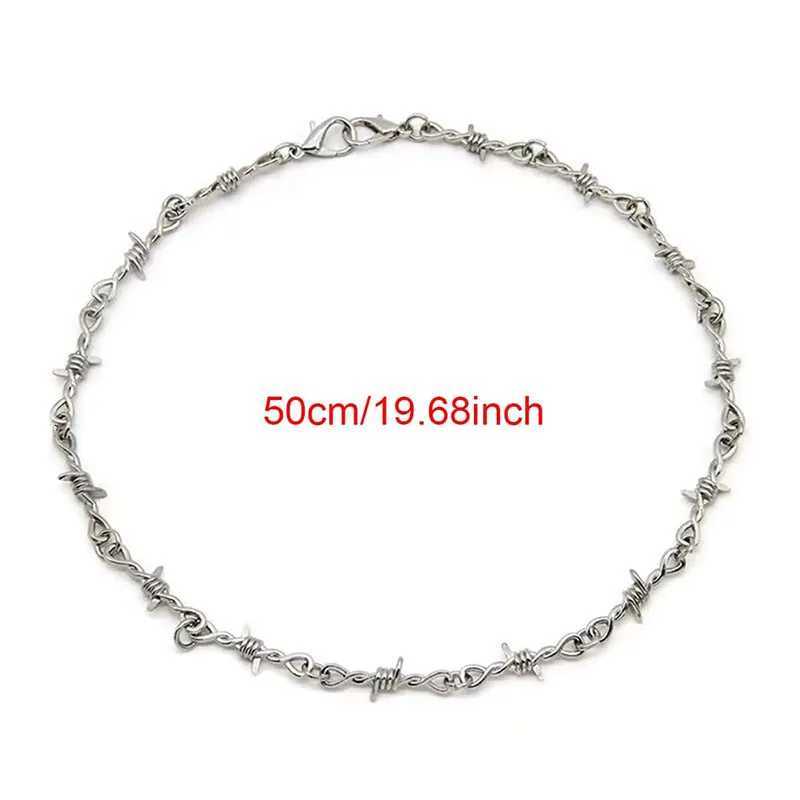 Punk Thorns Chain Necklace for Men Streetwear Barbed Wire Brambles Boys Hip Hop Harajuku Party Halloween Jewelry XJ250708