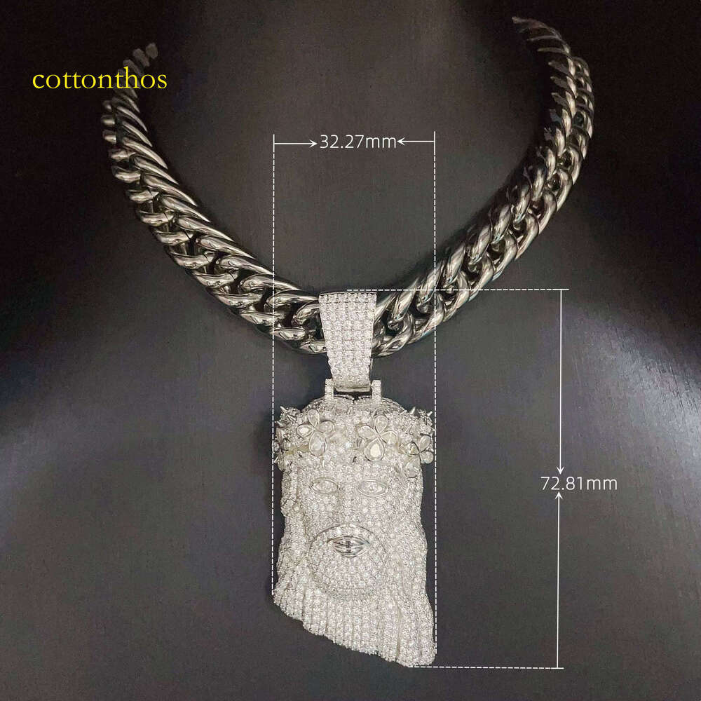 Ice Out Jewelry Sier Mens Vvs Dia Head Moissanite Hip Hop Jesus Pendant