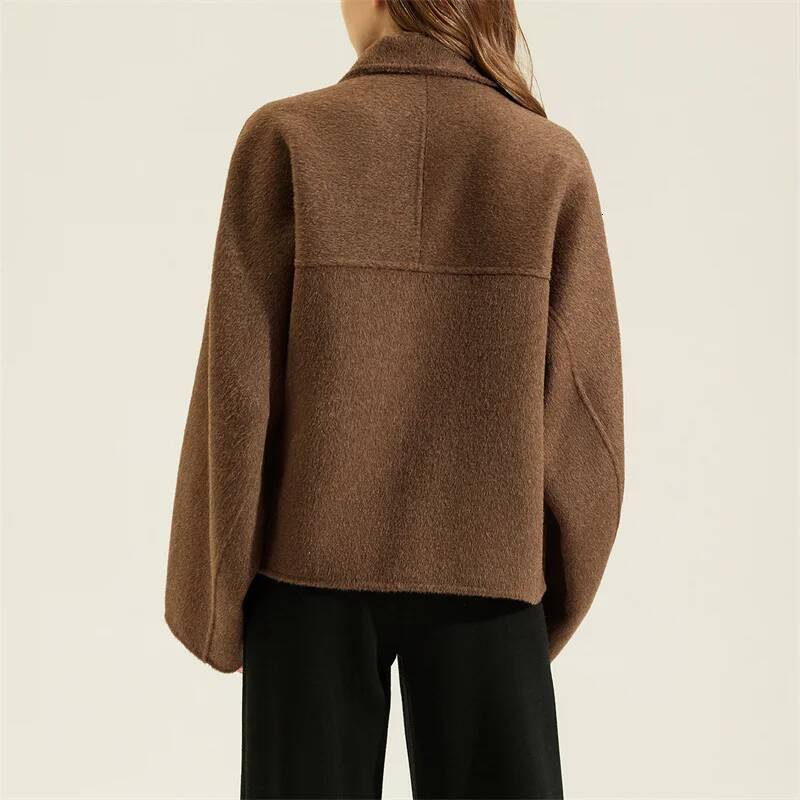 High Quality Double-Sided Wool Coat Women Alpaca Fibre Short Jackets Streetwear Outerwear Lady Cashmere Overcoat Autumn Winter