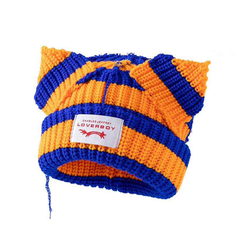 Autumn Winter Cute Ear Beanies Skullies Cap Fashion Women Men Warm Outdoor Unisex Knitted Hat Loverboy Y2K Personality Cold Hats 250724