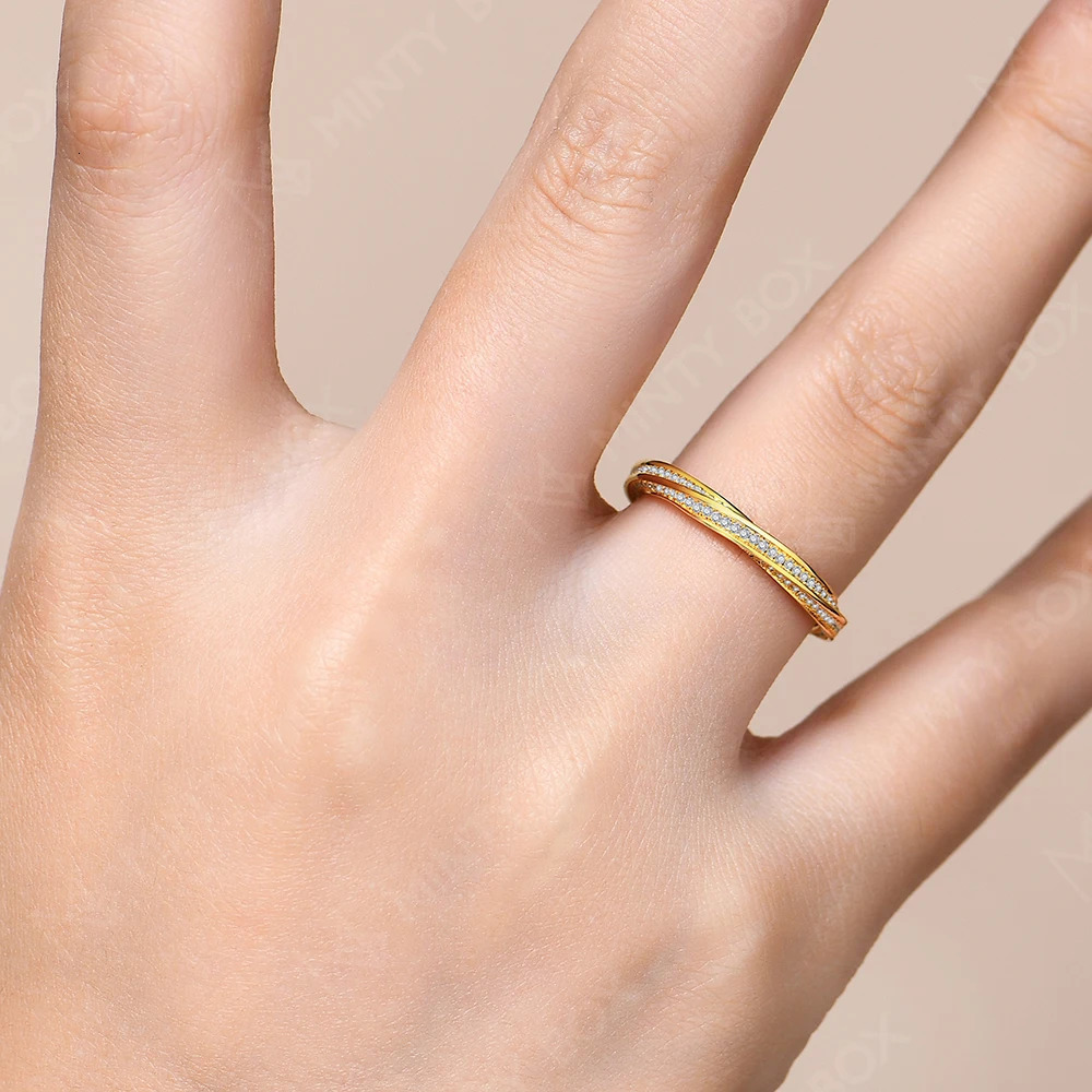 MINTYBOX S925 Sterling Silver Band Wedding Ring for Women Lab Diamond Stackable Rings Fine Jewelry Gift 250723